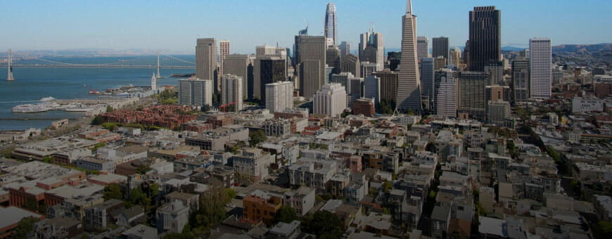 An aerial view of San Francisco, California.
