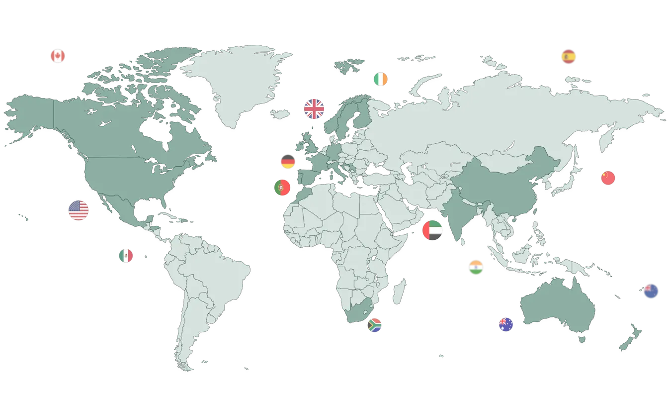 World map with Kredium real estate stats